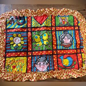 Vintage 70’s Decorative Pillow Sham Polka Dot Puppy Grandma by Sears Red Yellow